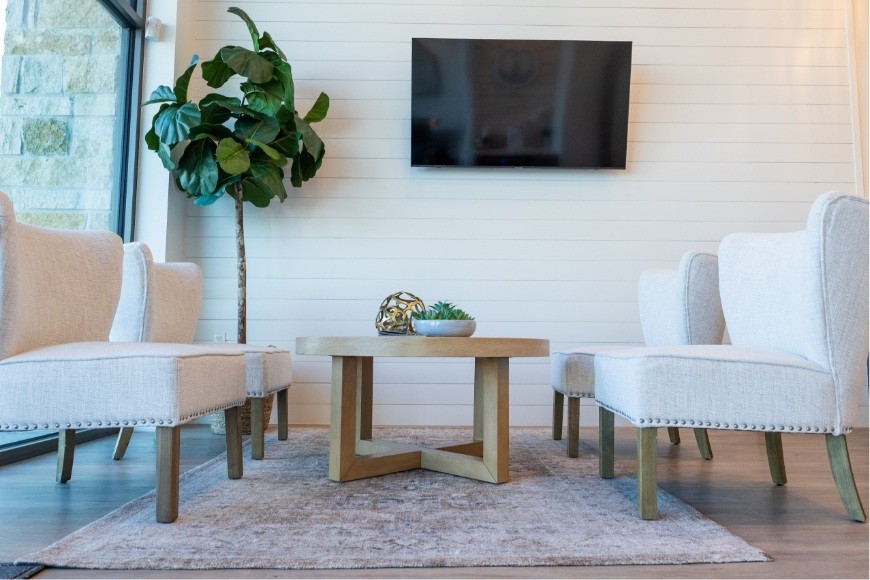 Cozy seating in dental office waiting room