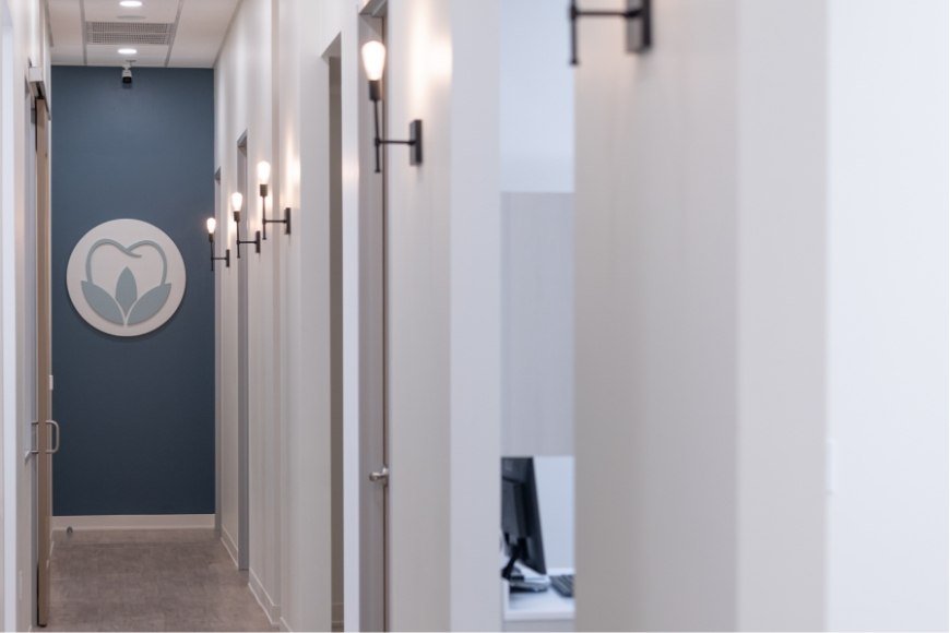 Hallway leading to dental treatment rooms